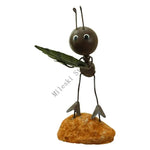 figurine métallique jardin feuilles fleurs décor extérieur moderne artisanal noir bleu vert orange blanc