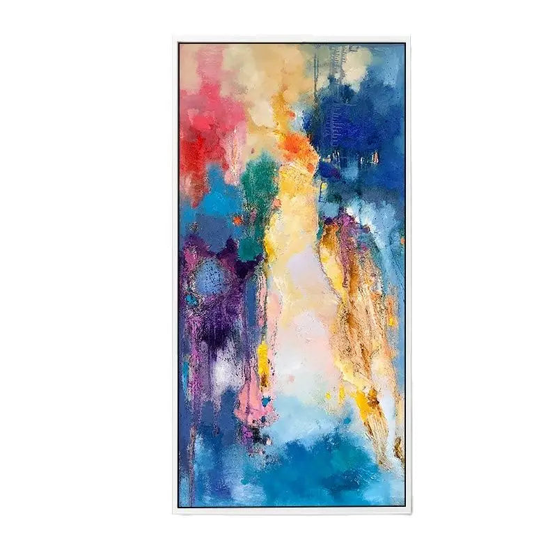 tableau abstrait moderne peintures murales peintes main couleurs vives toile dorée bleu rose vert