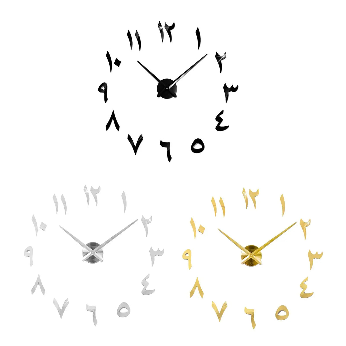 horloge murale décorative argentée moderne grande taille diy adhésive chambre salon