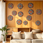 coasters bois non fini mandala multicolore géométrique artisanal décoratif adhésif pièces colorier bricolage