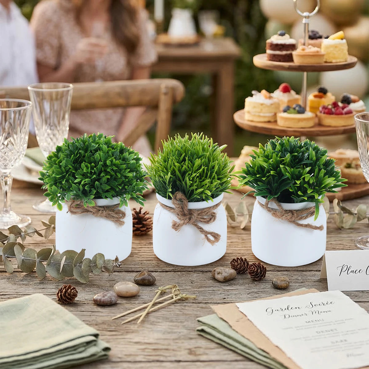 décoration intérieure moderne plante artificielle vert feuilles uniformes pot anniversaire mariage baby shower
