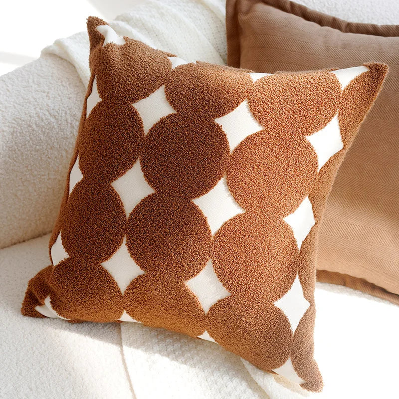 coussins décoratifs moderne fleur motif floral minimaliste polyester non toxique respectueux environnement beigeclair