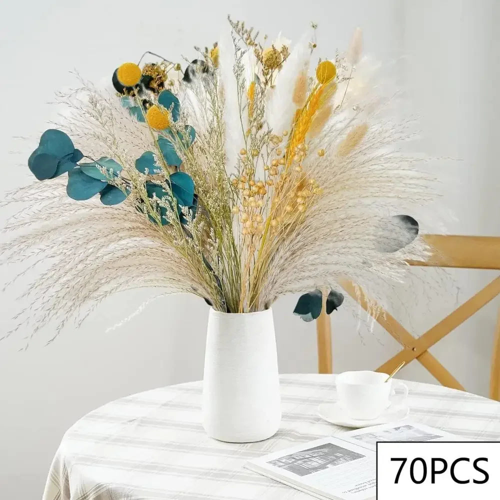 bouquet fleurs séchées naturelles décoration maison blanc beige vert rustic