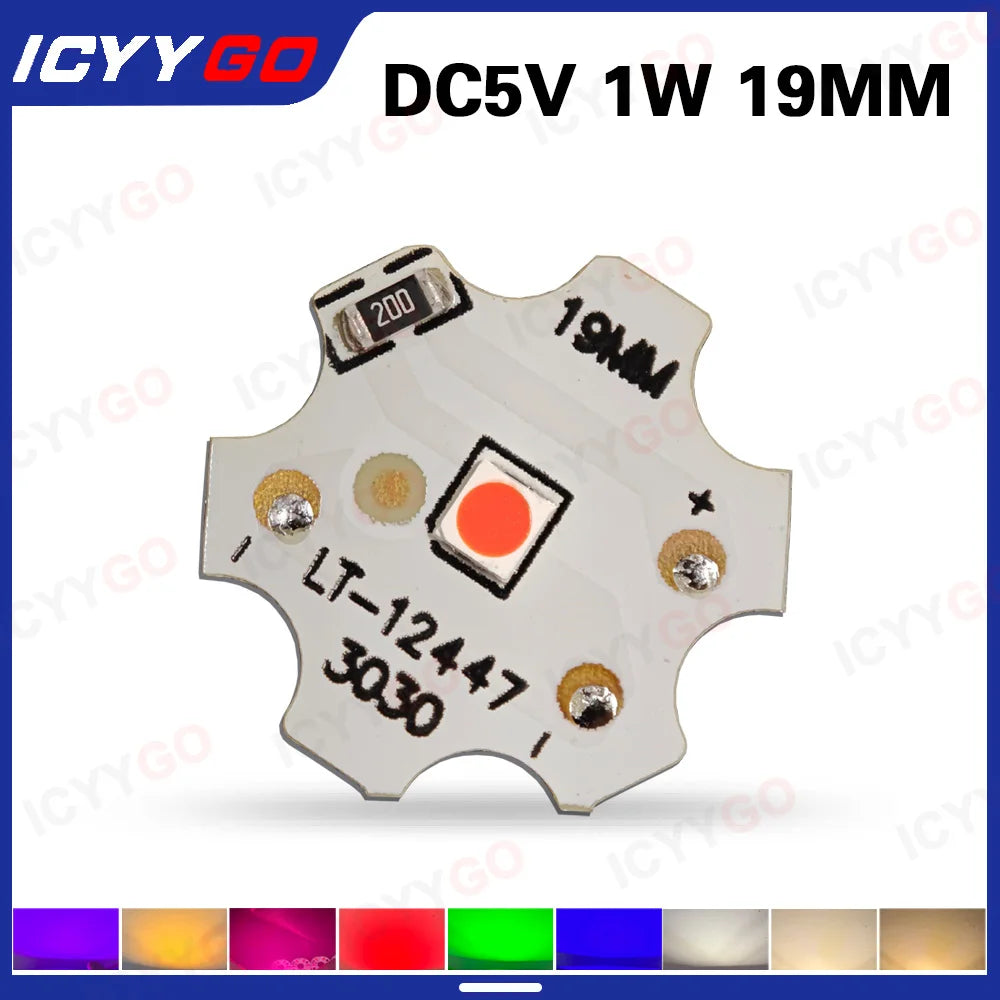 diodes led blanc rouge vert bleu moderne 19mm 1w 5v 300ma 120lm