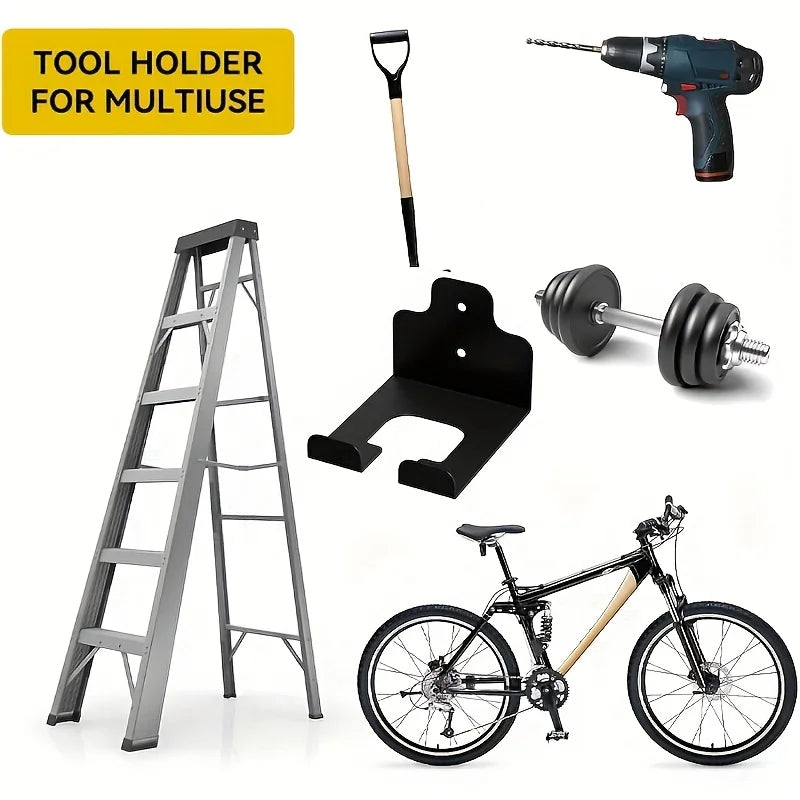 support mural outil jardin noir moderne vissage tondeuse aspirateur bêche drill haltère