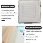 plaque decorative mur impermeeuble adhesif blanc geometrique resistant humidite 35cm 35cm