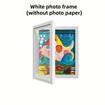 cadre photo enfant frontal magnétique dessins affiches deux tailles noir beige contemporain