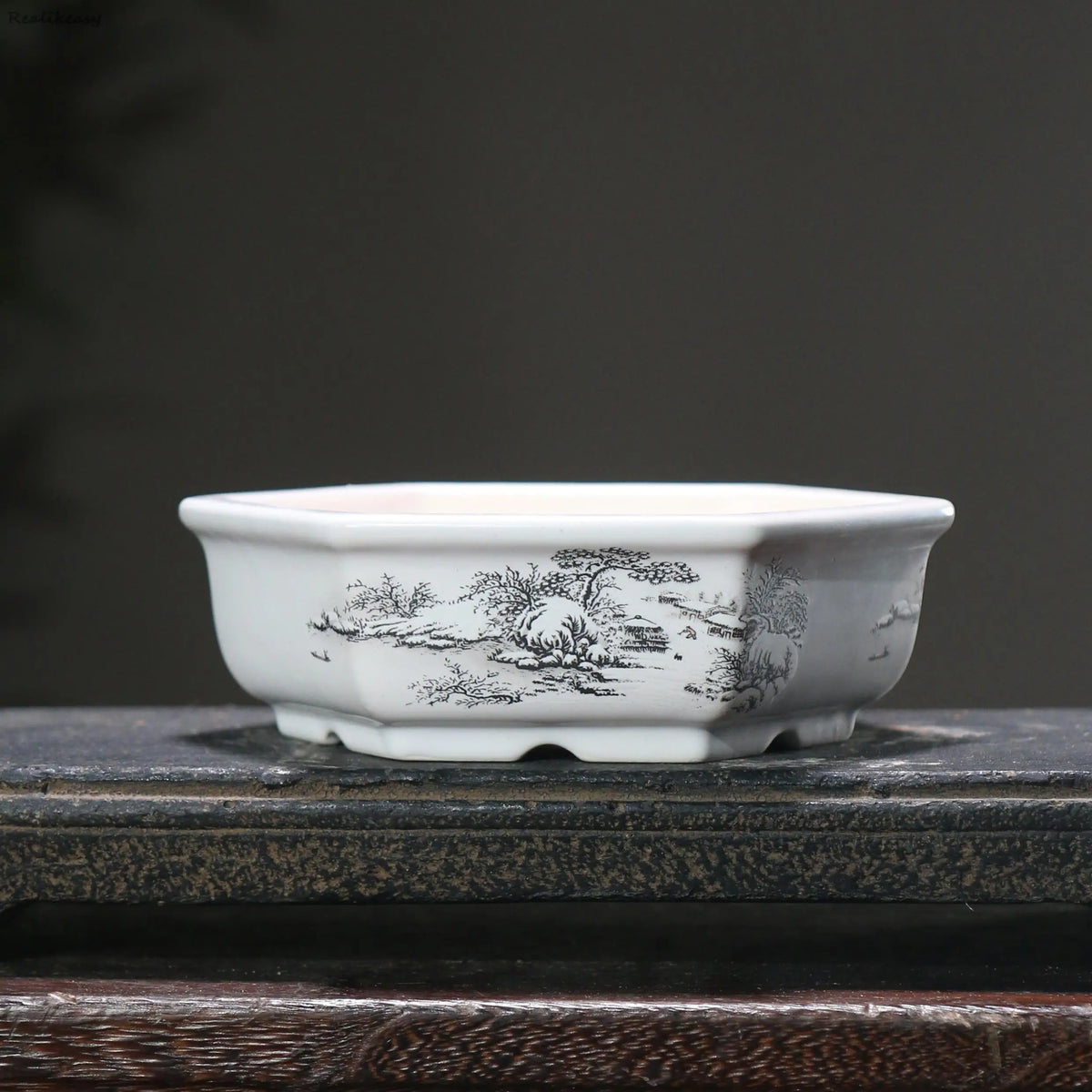 bacs plantes chinois paysage peint blanc opaque décoration intérieure pots fleurs