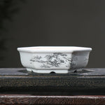 bacs plantes chinois paysage peint blanc opaque décoration intérieure pots fleurs