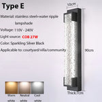 lampe murale led noire contemporaine acier inoxydable ondulée ip65 réglable triac 3000k 6000k