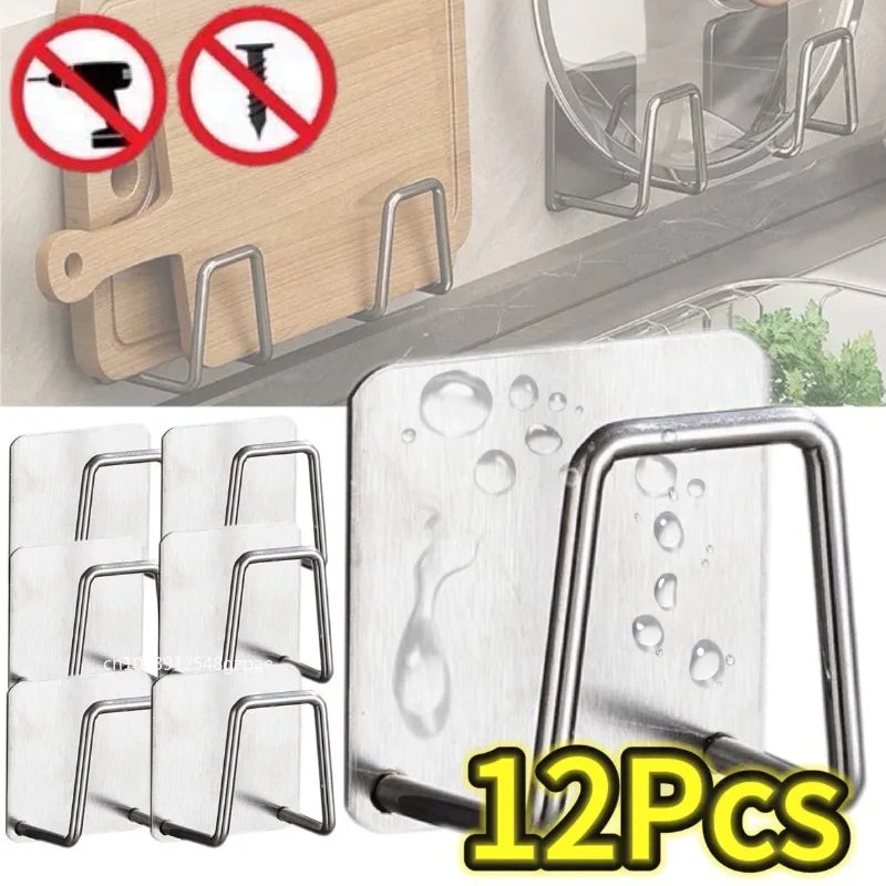porte couverts adhésifs moderne métal argenté lisse 12pcs supplémentaires variés