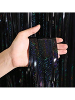 rideau soie franges violet argenté holographique 1m 2m moderne festif