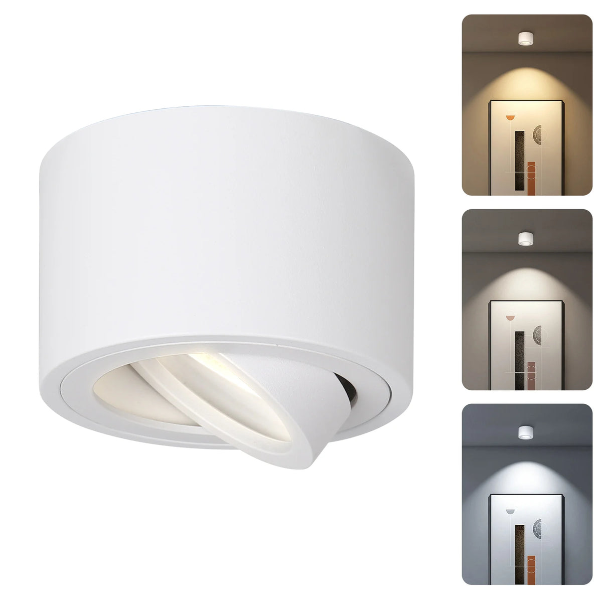 spot lumineux led 7w blanc noir moderne couleurs changeables 80x50mm