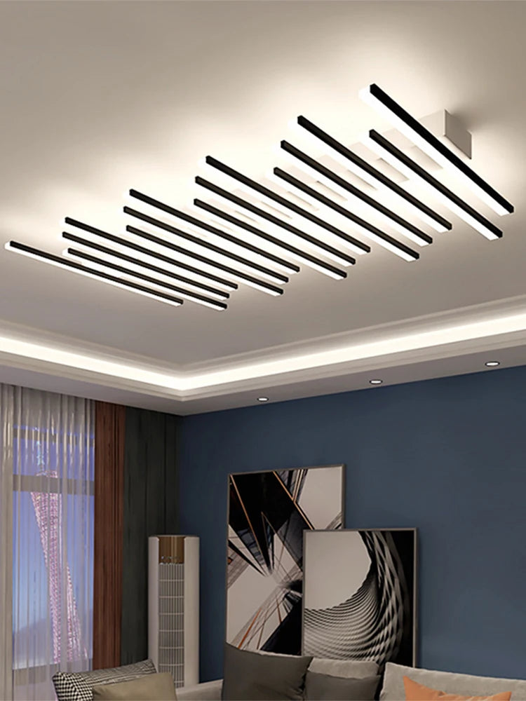 luminaire led moderne noir blanc minimaliste barreaux lisses opaques semi encastré