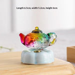 ornement théière résine multicolore transparente rétro vintage décoration table rotative amateur thé collectionneur