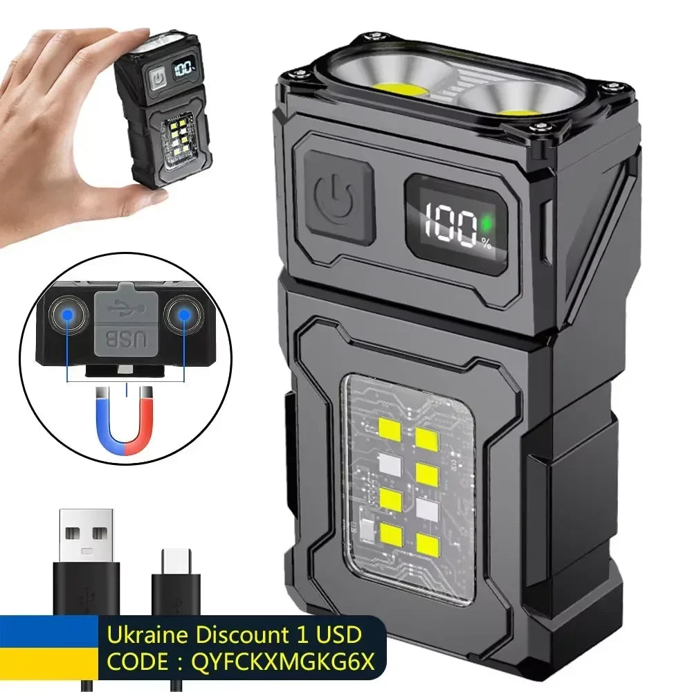 lampe torche led rechargeable usb portable aimant super lumineuse camping urgence cob lumière forteModes