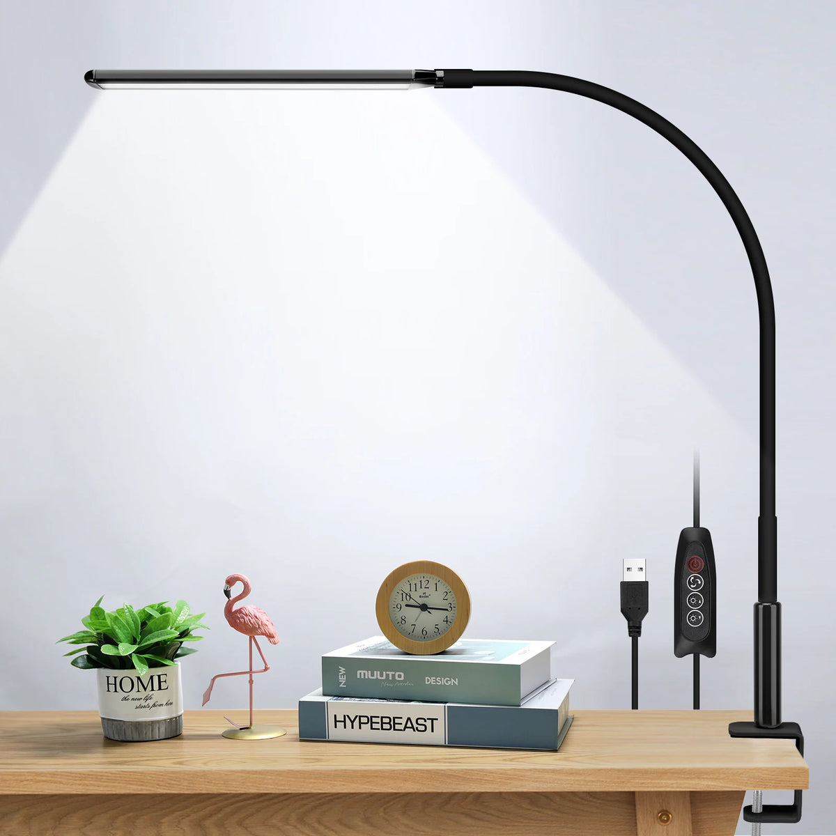 lampe flexible noir moderne clips réglable 10 niveaux luminosité USB