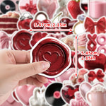 sticker adhésif romantique valentin coeurs fleurs gâteau bougies lettres bijoux rouge rose blanc