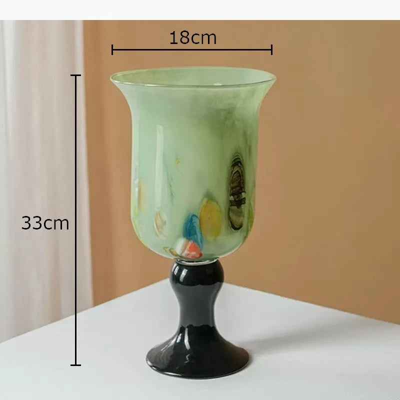 vase table couleur marron beige noir texture marbrée motifs floraux classique élégant base solide