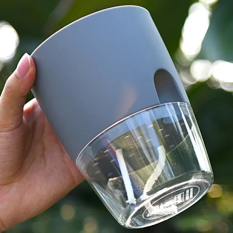 Pot auto arrosant hydroponique moderne transparent double couche coton succulenteintérieur déco jardin