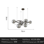 Suspension lumineuse moderne boule verre transparente câbles suspendus salle salon chambre