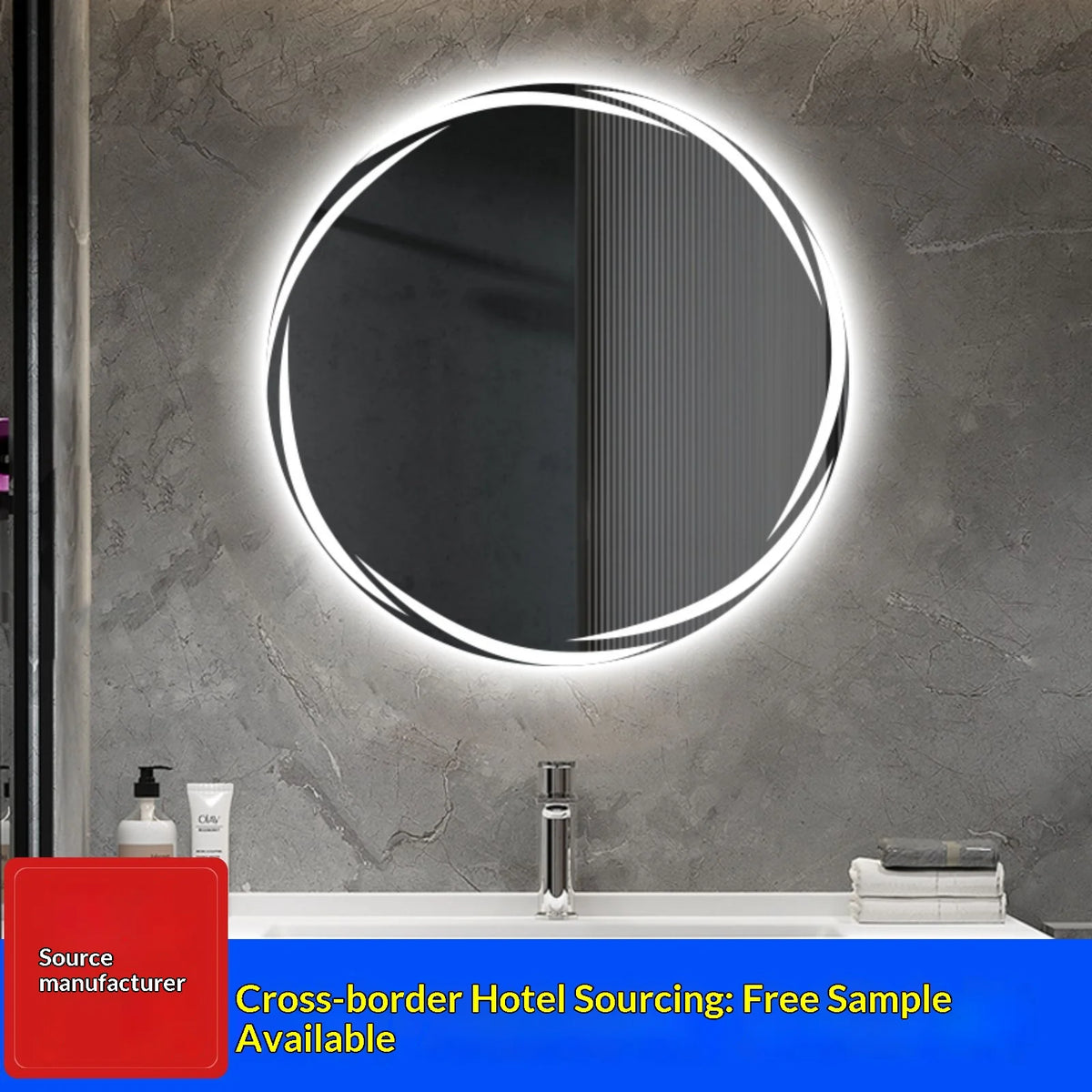 miroir rond lumineux noir doré rayures modernes led réglable heures
