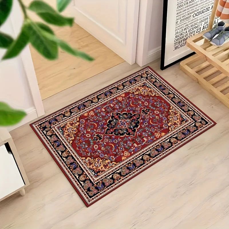 tapis ornements floraux géométriques motifs traditionnels rouge noir beige bleu violet classique oriental antidérapant