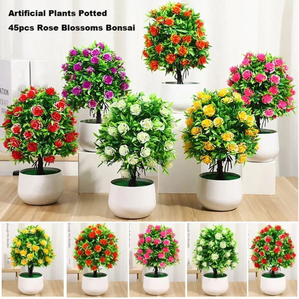 plantes artificielles fleurs roses pot moderne extérieur accroché rouge violet blanc jaune