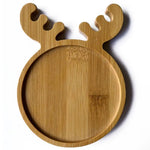 assiettes bambou naturel moderne rayures horizontales différents animaux fleur chat cerf
