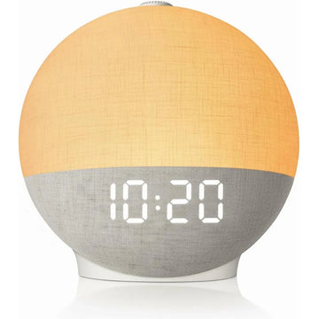 lampe réveil numérique led couleurs changeantes moderne écran digital 12 24h timer texture tissu