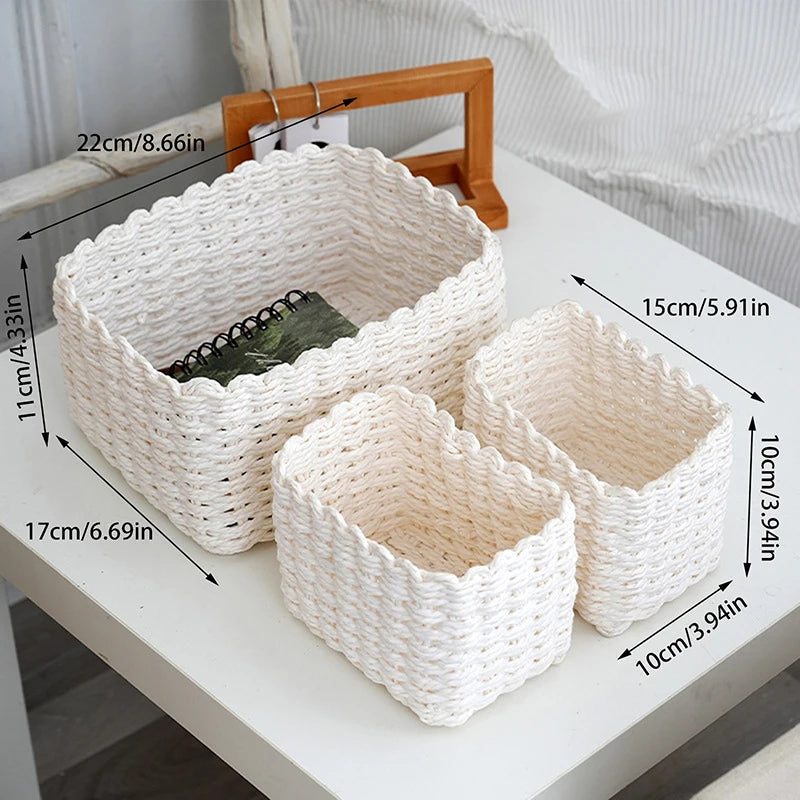paniers tissés main gris blanc marron clair rustique opacité organisation maison decoration