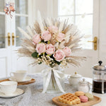 bouquet fleurs artificielles roses pampas boho décoration maison anniversaire valentin
