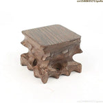 support plante bois sculpté artisanal marron foncé pot fleurs décoration végétale rustic stand