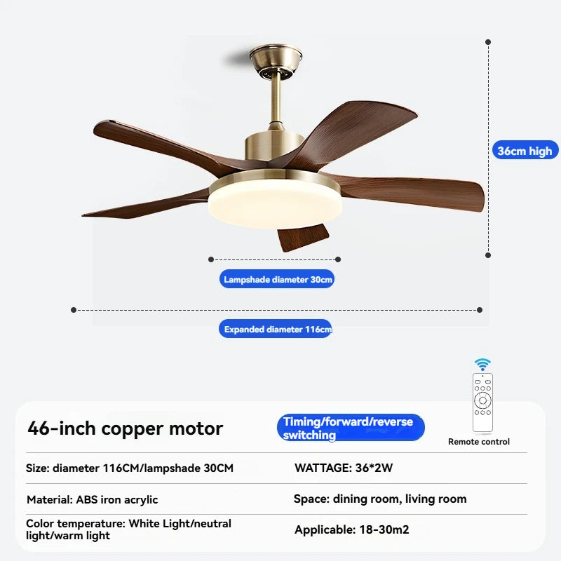 ventilateur marron cuivre moderne led télécommande certification rohs ccc fcc ab