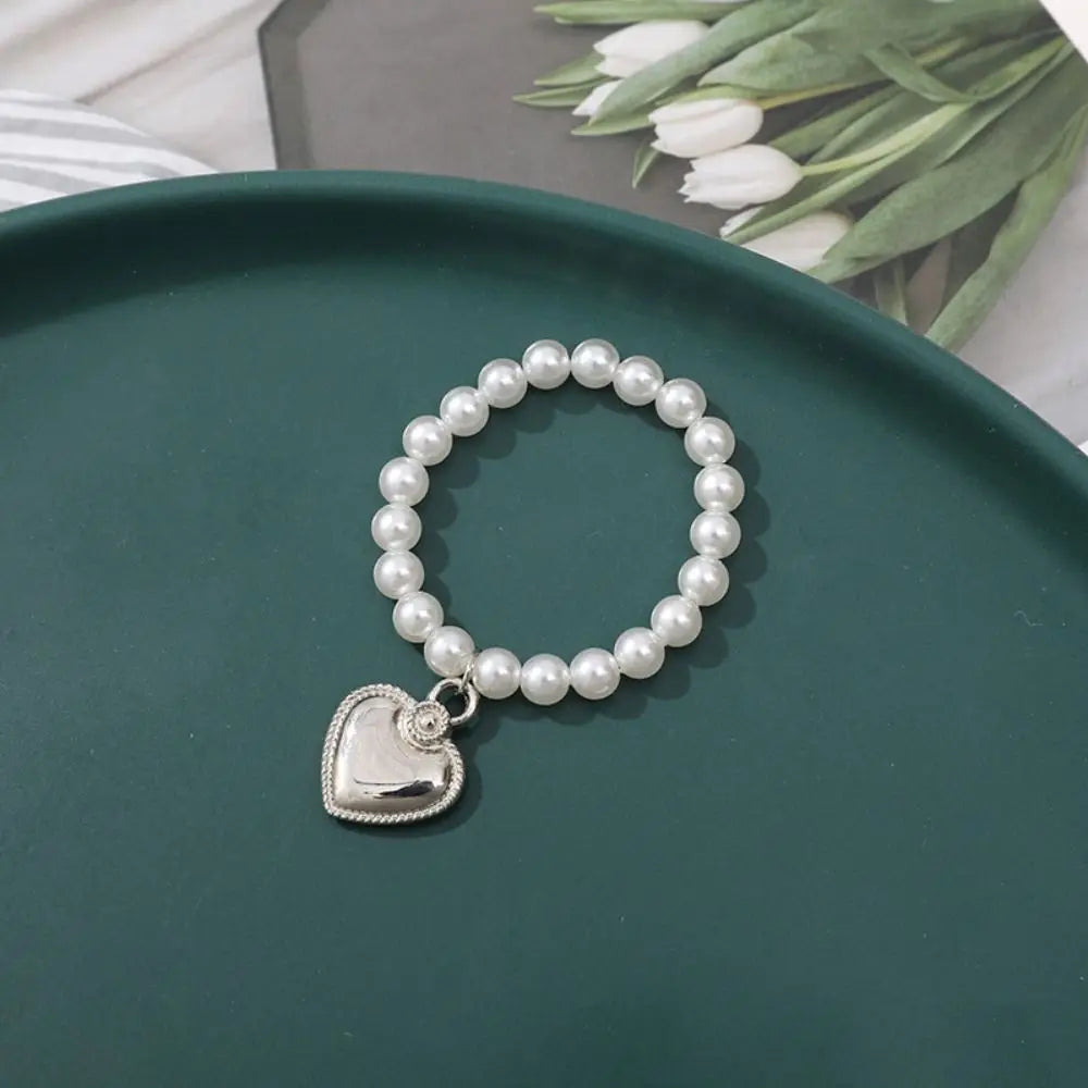 bracelets blanches argent pendentif cœur classique vintage poupées accessoires filles adolescents