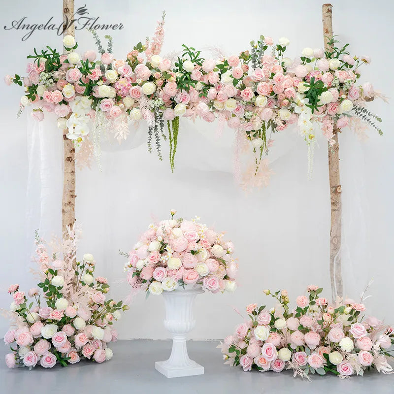 décoration événement rose fleurs artificielles bouquet blanc anniversaire mariage