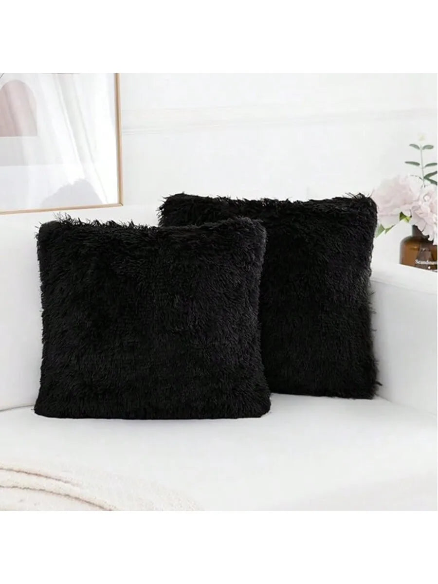 housses coussin décoratives peluche polyester moderne fermeture glissière bleu noir rose violet orange blanc