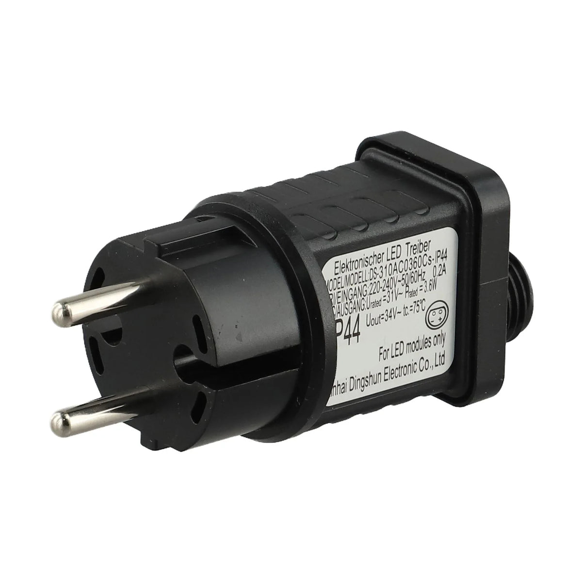adaptateur électrique noir moderne 3.6w prise ue cable information technique étanche ip44 led