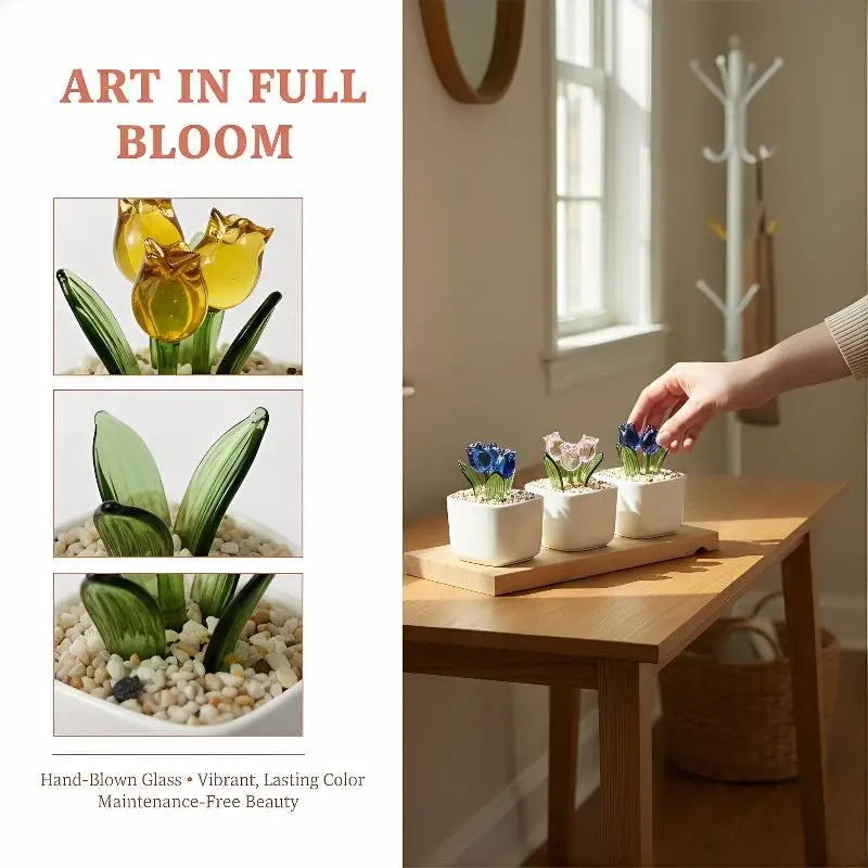 miniature plante artificielle pot blanc fleurs vertes rose bleu moderne minimaliste