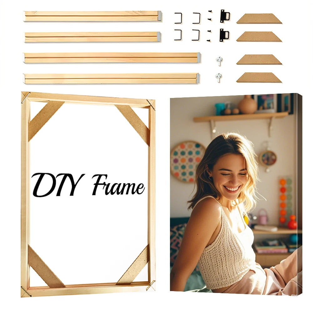 toile personnalisée photo couple plage moderne cadre bois toiles mariage paysages minimalistes