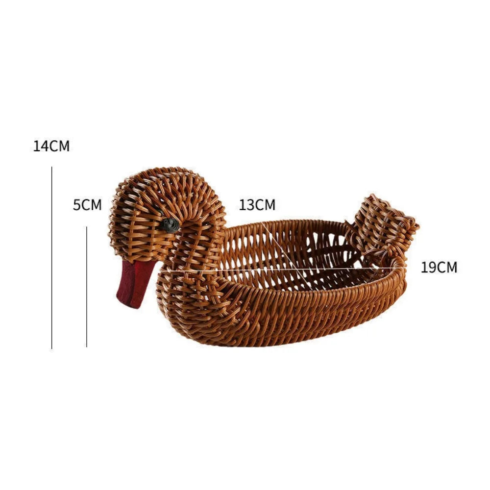 panier tressé forme oiseau réutilisable plastique rustique contenant œufs snacks paille couleur marron rouge