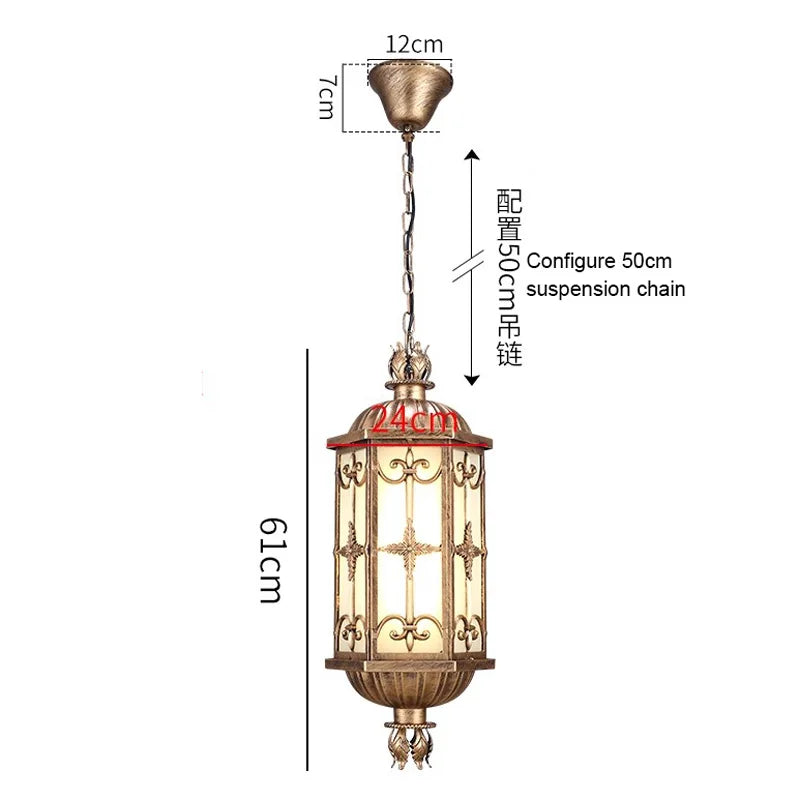 lampe suspendue classique vintage ornements floraux verre translucide éclairage extérieur ip55 aluminium noir