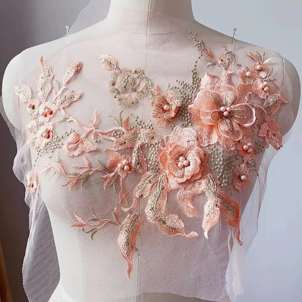 applique textile brodée fleurs violet rose blanc adultes femmes