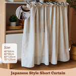rideau court japonais beige texture lin opacité ruban noir maison 40x60cm 60x90cm 60x120cm 70x120cm