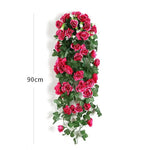 décoration murale guirlande florale roses artificielles feuilles vertes suspension intérieure mariage