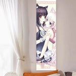 Poster mural anime personnages chats oreilles floral bleu marine rose blanc chambre filles
