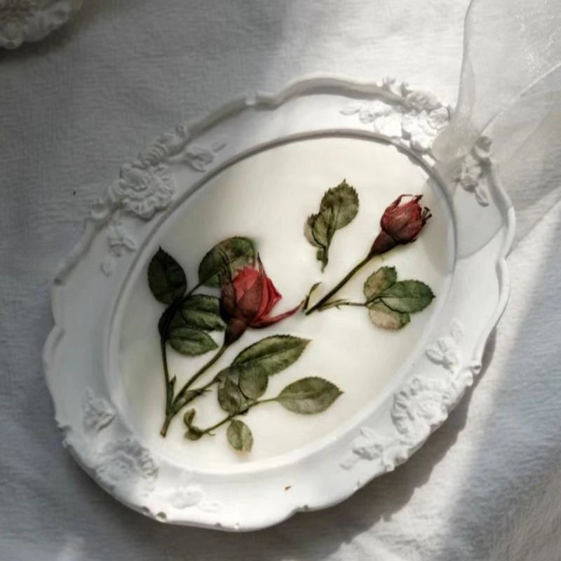cadre miroir silicone ovale décor floral brillant or blanc classique baroqueintérieur décoration affichage bijoux