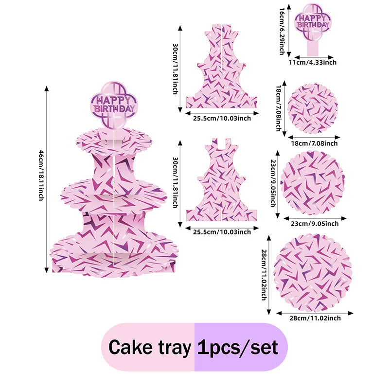 supports cupcakes drapeaux happy birthday rose violet zigzag modernes festifs anniversaire famille réunion