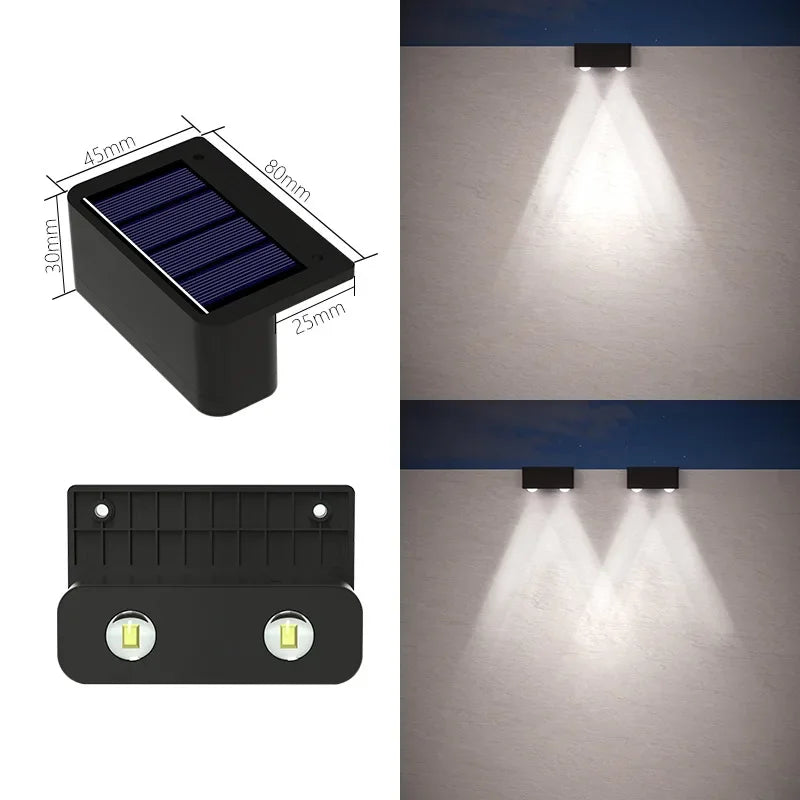 éclairage solaire mural moderne 80x45mm noir mat led rechargeableextérieur