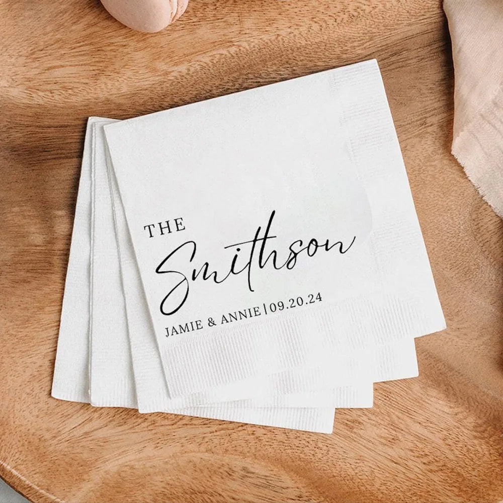 serviettes jetables mariage anniversaire animal compagnie initial lettre cœur blanc minimaliste